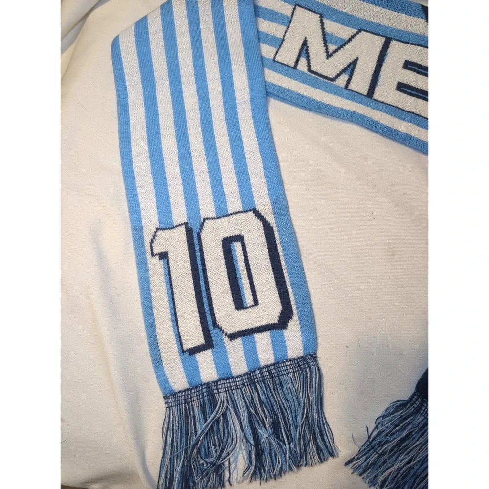 Messi #10 Oficial AFA Argentina Soccer Scarf Icon Sports Blue White Knit New